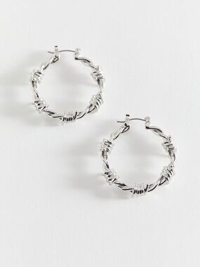 NWOT Urban Outfitters Silver Twisted Wrap Hoop Earrings